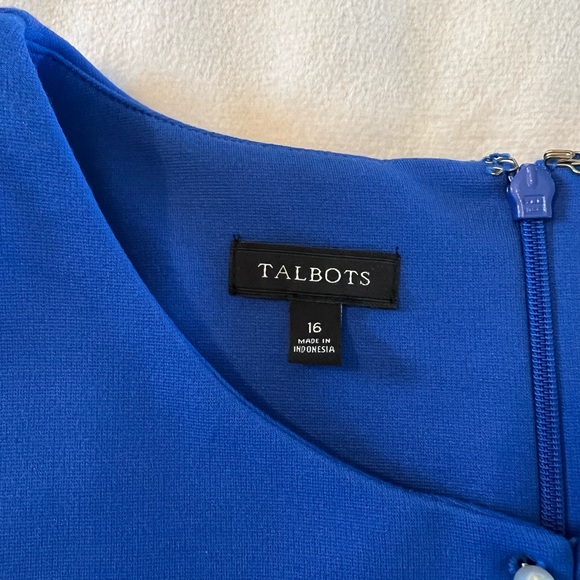 🎉Host Pick🎉Talbots Royal Blue Dress w/Decorative Pearl Neckline Size 16 - Picture 5 of 13